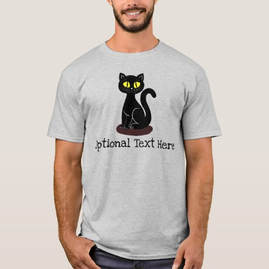 Gepersonaliseerde Schattigee of Funny Black Cat T-shirt (Voorkant)