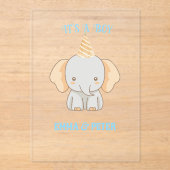 Gepersonaliseerde Schattigee olifant Baby shower Acryl Uitnodigingen (Voorkant)