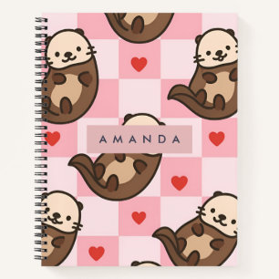 Gepersonaliseerde Schattigee Otter Liefde met Hart Notitieboek