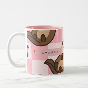 Gepersonaliseerde Schattigee Otter Liefde met Hart Tweekleurige Koffiemok