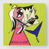 Gepersonaliseerde Schattigee paar Cartoon wandklok (Voorkant)