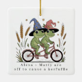 Gepersonaliseerde Schattigee paar kerfuffle Keramisch Ornament (Achterkant)