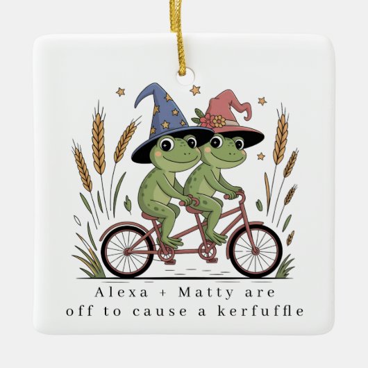 Gepersonaliseerde Schattigee paar kerfuffle Keramisch Ornament (Voorkant)