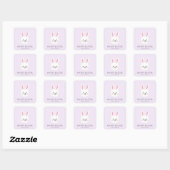 Gepersonaliseerde Schattigee Paarse Bunny Easter Vierkante Sticker (Vel)