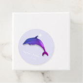 Gepersonaliseerde Schattigee paarse dolfijn Bedankjes Labels (In situ)