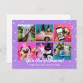 Gepersonaliseerde Schattigee Paarse harten foto st Briefkaart (Voorkant / Achterkant)