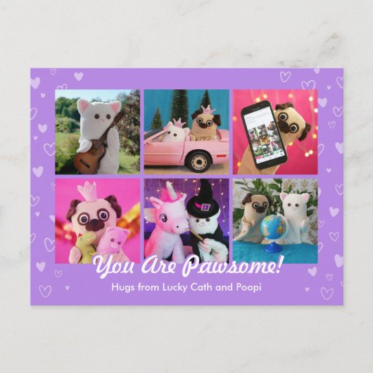 Gepersonaliseerde Schattigee Paarse harten foto st Briefkaart (Voorkant)