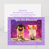 Gepersonaliseerde Schattigee Paarse harten foto st Briefkaart (Voorkant / Achterkant)