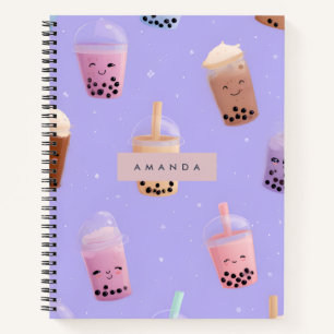Gepersonaliseerde Schattigee Paarse Pastel Bubble Notitieboek