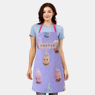 Gepersonaliseerde Schattigee Paarse Pastel Bubble Schort