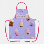 Gepersonaliseerde Schattigee Paarse Pastel Bubble  Schort (Voorkant)