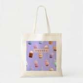 Gepersonaliseerde Schattigee Paarse Pastel Bubble Tote Bag (Voorkant)