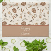 Gepersonaliseerde Schattigee Paashaas Konijn Folk Theedoek (Gevouwen)