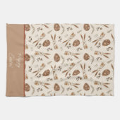 Gepersonaliseerde Schattigee Paashaas Konijn Folk Theedoek (Horizontaal)