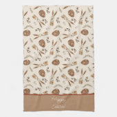 Gepersonaliseerde Schattigee Paashaas Konijn Folk Theedoek (Verticaal)