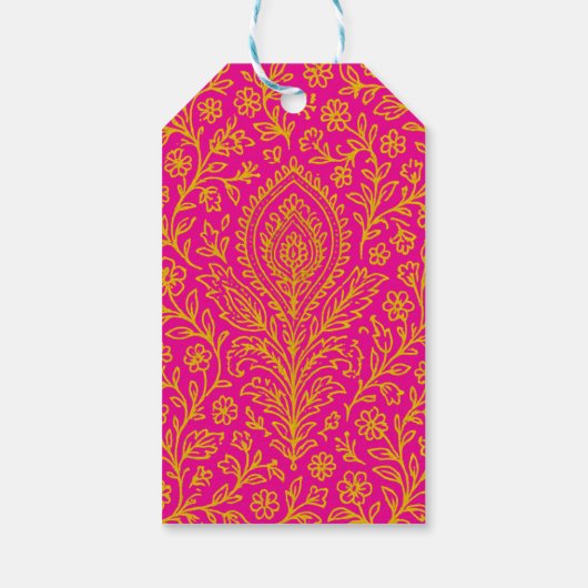 Gepersonaliseerde Schattigee Paisley Floral Print  Cadeaulabel (Achterkant)