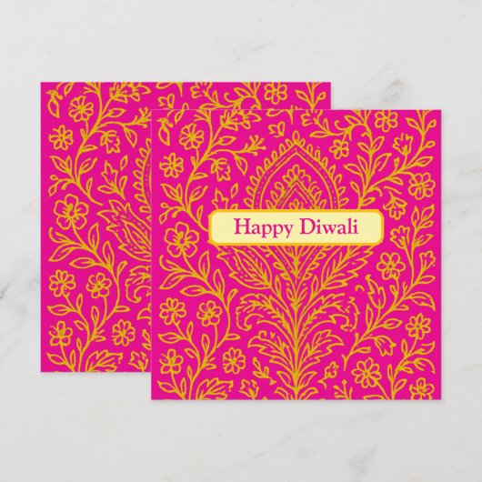 Gepersonaliseerde Schattigee Paisley Floral Print  Kaart (Voorkant / Achterkant)