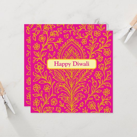 Gepersonaliseerde Schattigee Paisley Floral Print  Kaart (Voorkant / Achterkant in situ)