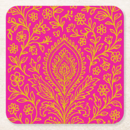 Gepersonaliseerde Schattigee Paisley Floral Print  Kartonnen Onderzetters