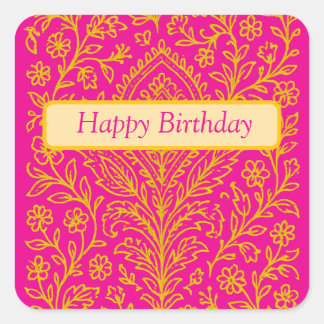 Gepersonaliseerde Schattigee Paisley Floral Print  Vierkante Sticker