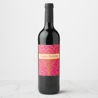 Gepersonaliseerde Schattigee Paisley Floral Print  Wijn Etiket