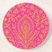 Gepersonaliseerde Schattigee Paisley Floral Print Zandsteen Onderzetter (Voorkant)