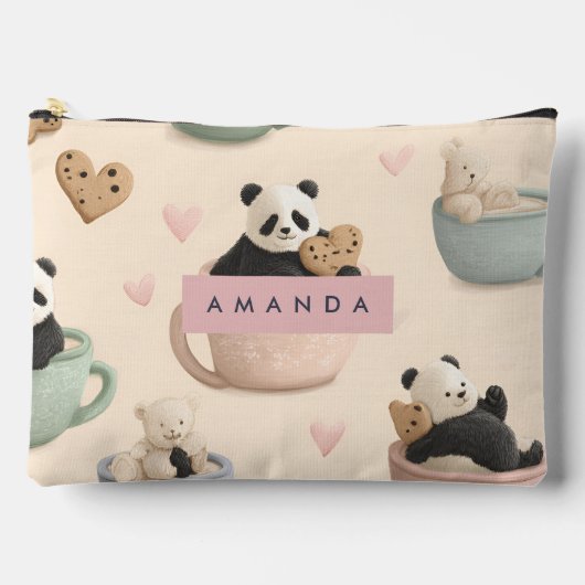 Gepersonaliseerde Schattigee Panda en Beer Patroon Etui (Voorkant)