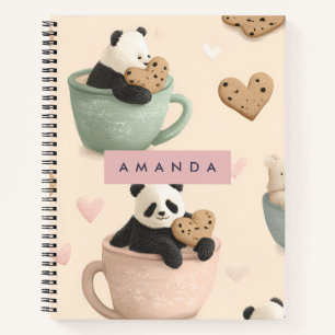 Gepersonaliseerde Schattigee Panda en Beer Patroon Notitieboek