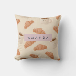 Gepersonaliseerde Schattigee Pastel Croissant Coff Kussen