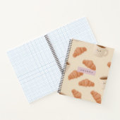 Gepersonaliseerde Schattigee Pastel Croissant Coff Notitieboek (Binnen)