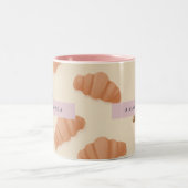 Gepersonaliseerde Schattigee Pastel Croissant Coff Tweekleurige Koffiemok (Center)