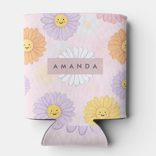 Gepersonaliseerde Schattigee pastel Daisy Flower Blikjeskoeler (Achterkant)