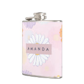 Gepersonaliseerde Schattigee pastel Daisy Flower Heupfles (Links)