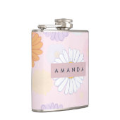 Gepersonaliseerde Schattigee pastel Daisy Flower Heupfles (Rechts)