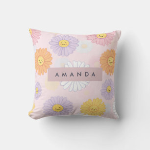 Gepersonaliseerde Schattigee pastel Daisy Flower Kussen
