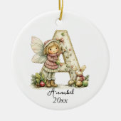 Gepersonaliseerde Schattigee Pastel Fairy Christma Keramisch Ornament (Voorkant)