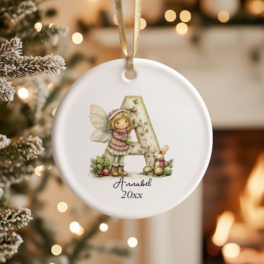 Gepersonaliseerde Schattigee Pastel Fairy Christma Keramisch Ornament
