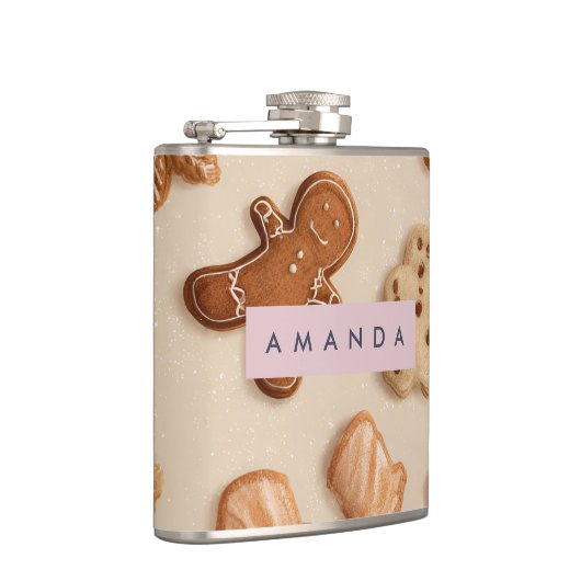 Gepersonaliseerde Schattigee pastel Gingerbread Co Heupfles (Rechts)