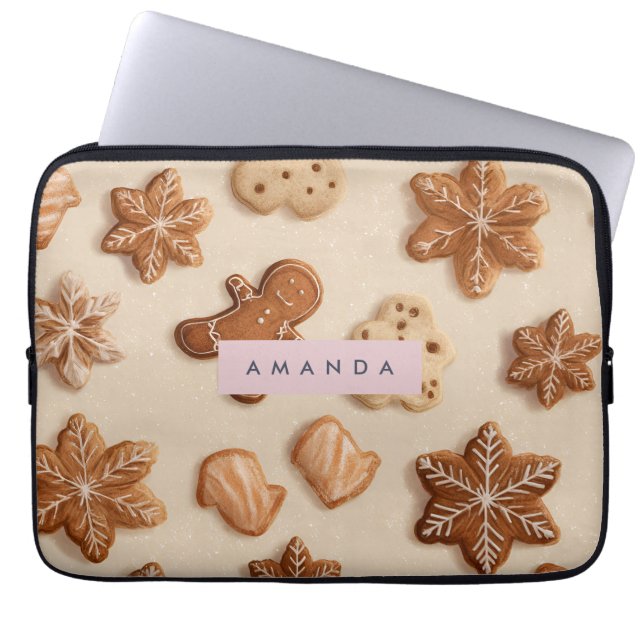 Gepersonaliseerde Schattigee pastel Gingerbread Co Laptop Sleeve (Voorkant)