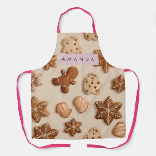 Gepersonaliseerde Schattigee pastel Gingerbread Co Schort (Voorkant)