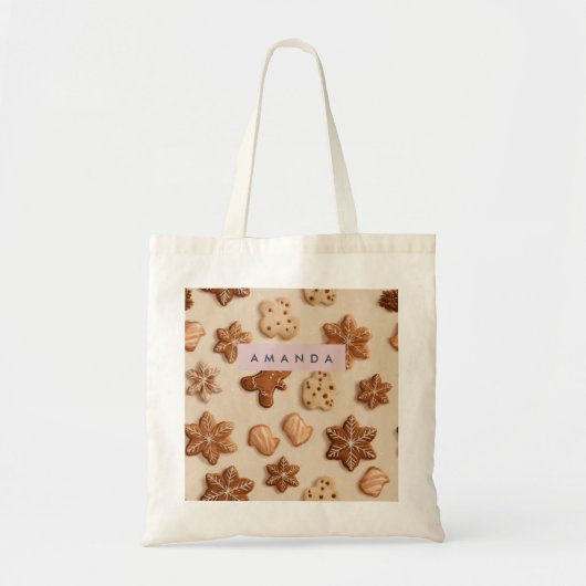 Gepersonaliseerde Schattigee pastel Gingerbread Co Tote Bag (Voorkant)