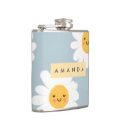 Gepersonaliseerde Schattigee pastel lachende Daisy Heupfles (Rechts)