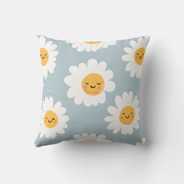 Gepersonaliseerde Schattigee pastel lachende Daisy Kussen (Achterkant)