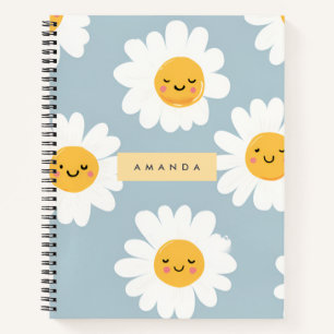 Gepersonaliseerde Schattigee pastel lachende Daisy Notitieboek