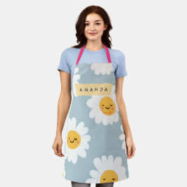 Gepersonaliseerde Schattigee pastel lachende Daisy Schort