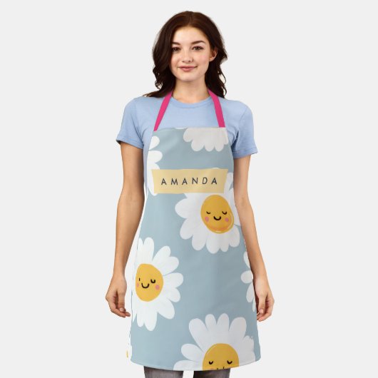 Gepersonaliseerde Schattigee pastel lachende Daisy Schort (Gedragen)