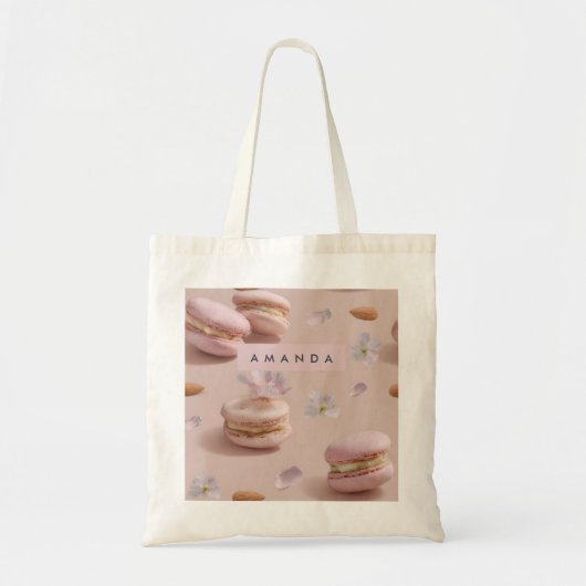 Gepersonaliseerde Schattigee Pastel Macaron Amande Tote Bag (Voorkant)