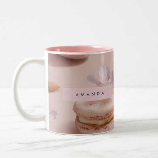 Gepersonaliseerde Schattigee Pastel Macaron Amande Tweekleurige Koffiemok (Links)