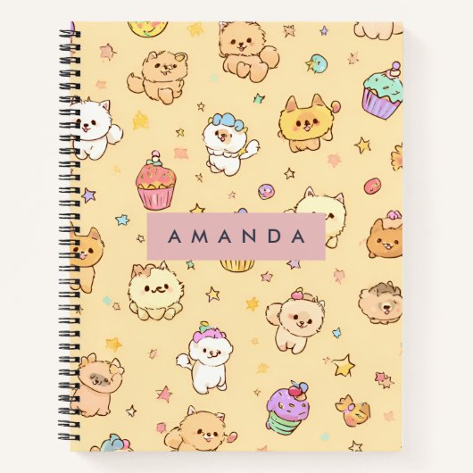 Gepersonaliseerde Schattigee pastel Puppies Patroo Notitieboek (Voorkant)