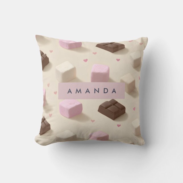 Gepersonaliseerde Schattigee pastelchocolade en ma Kussen (Voorkant)